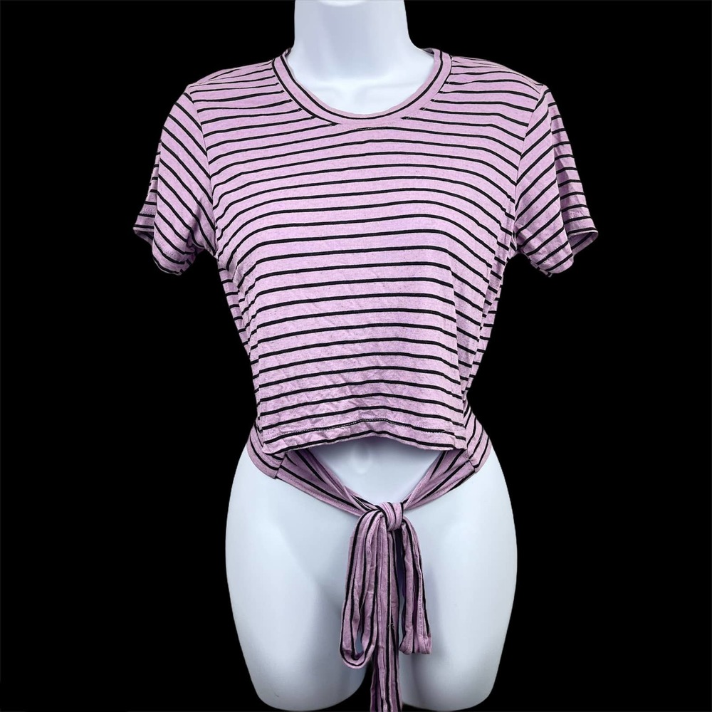 Blue Life Purple Striped Baby Tee with Tie